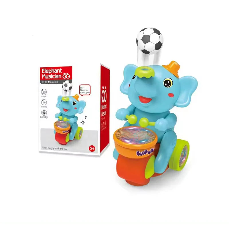 Musical Walking Elephant Drummer with Floating Ball Toy for Kids